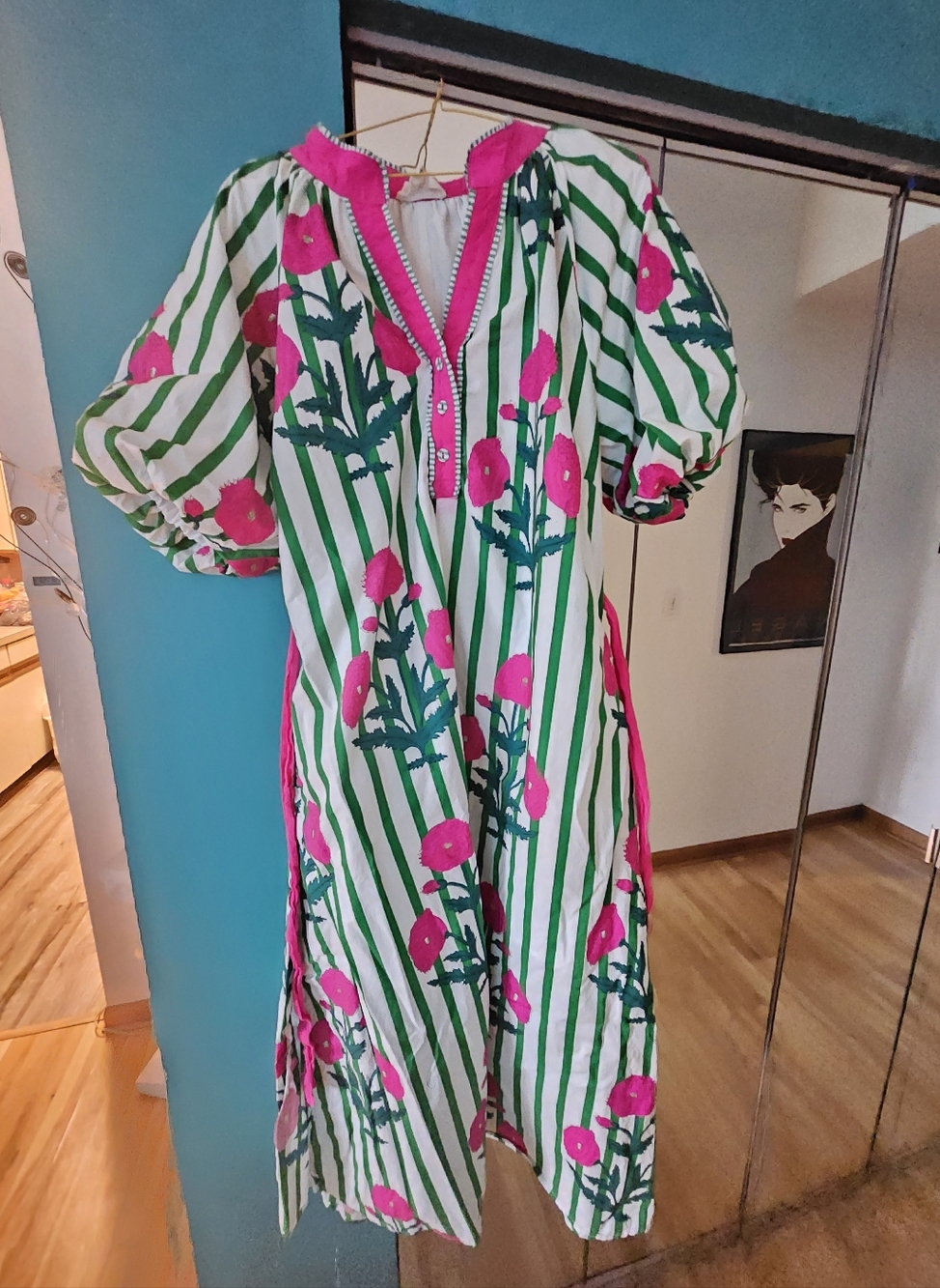 UMGEE Pink & Green Floral Stripe Maxi Dress - Picture 2 of 3